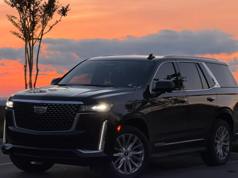 Black Cadillac Escalade photographed at sunset in Nashville