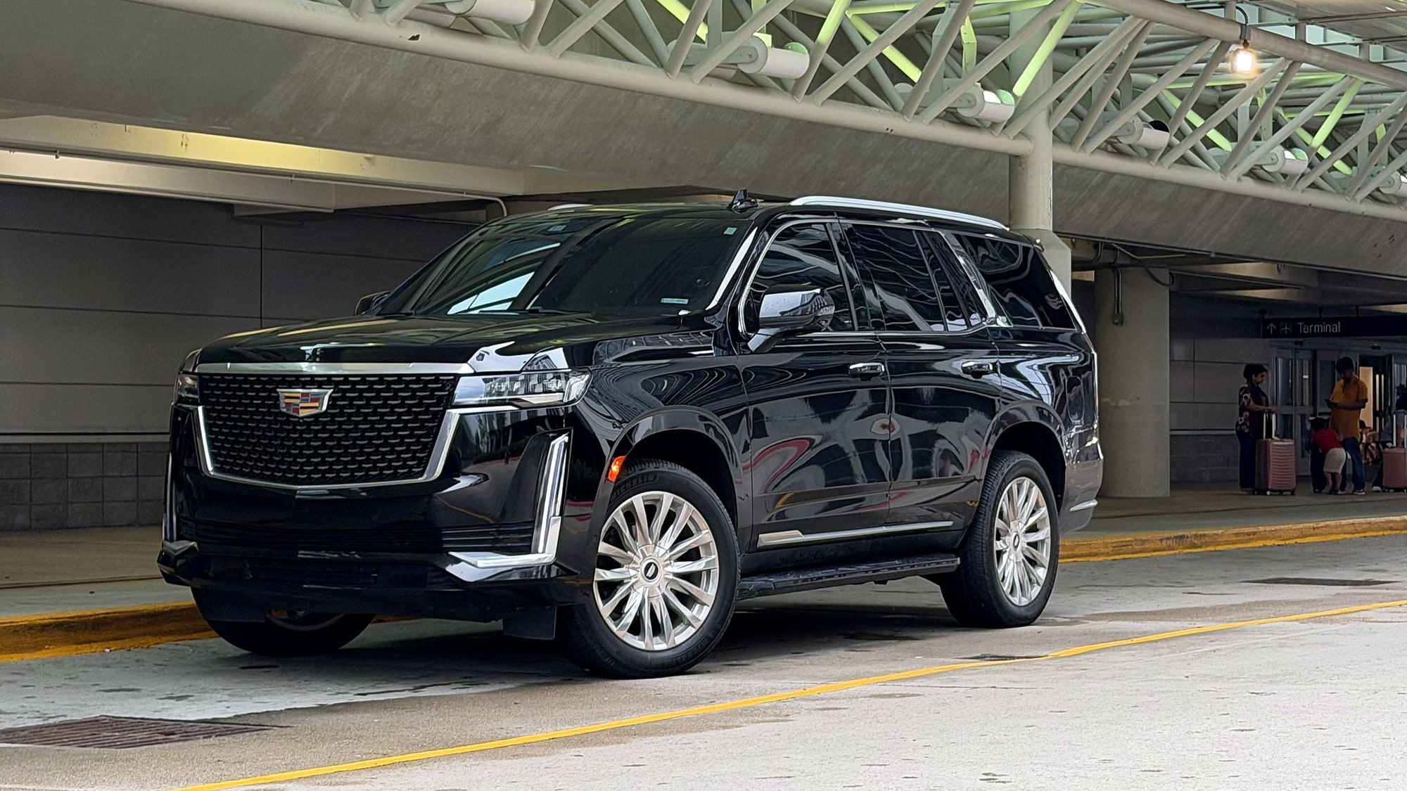 Cadillac Escalade at the BNA arrivals Express Limo line exit in Nashville