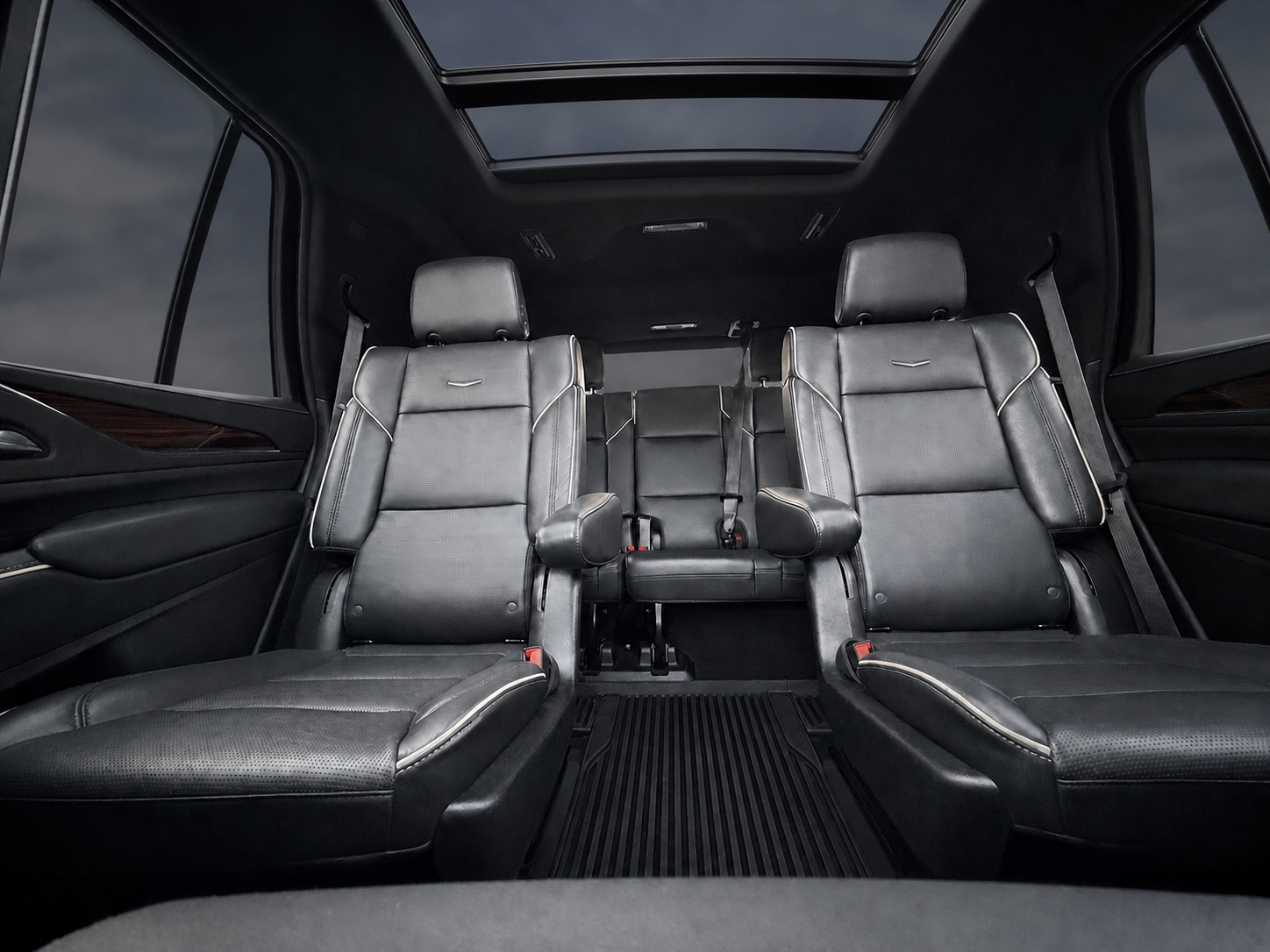 Cadillac Escalade interior with captain's chairs and panoramic roof — Nashville chauffeur service