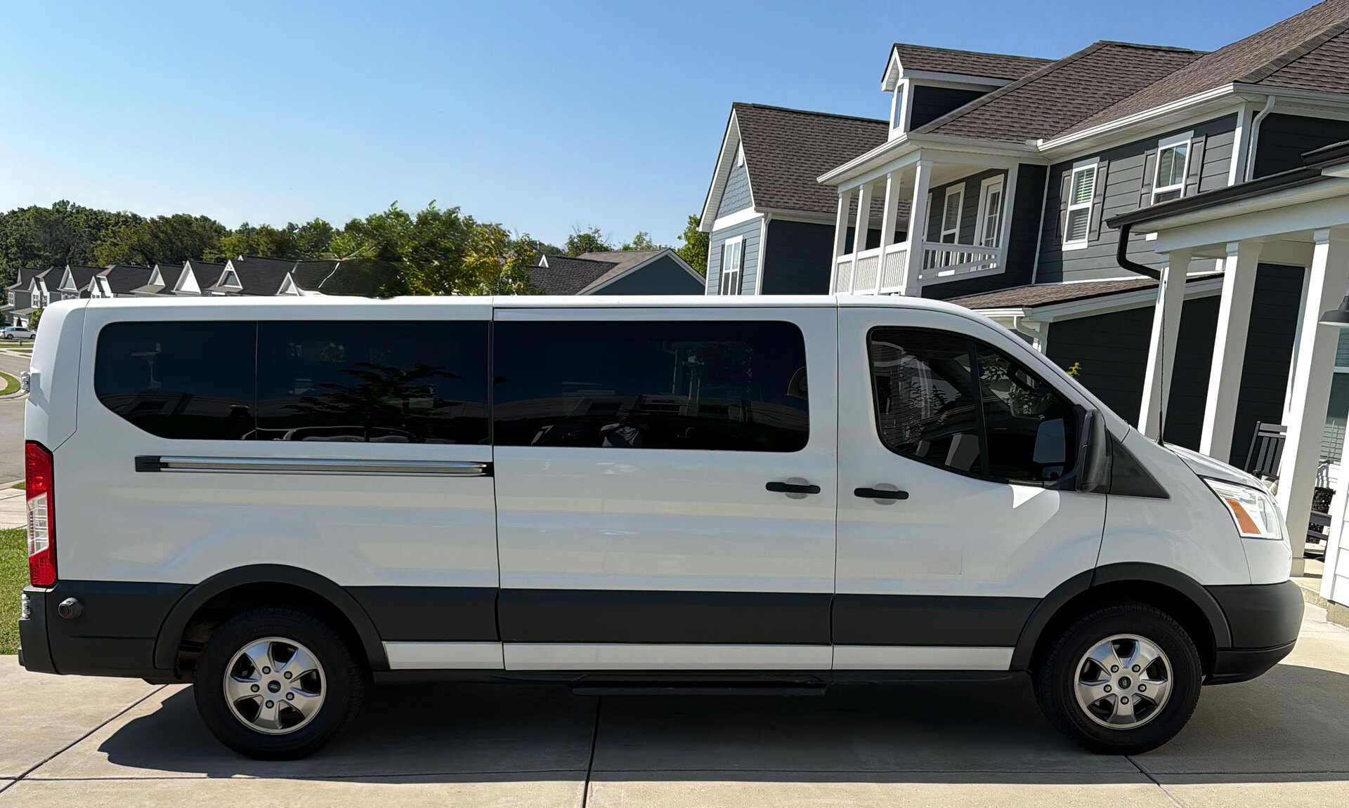 White Ford Transit 350 XLT 14-passenger van — Nashville group transportation