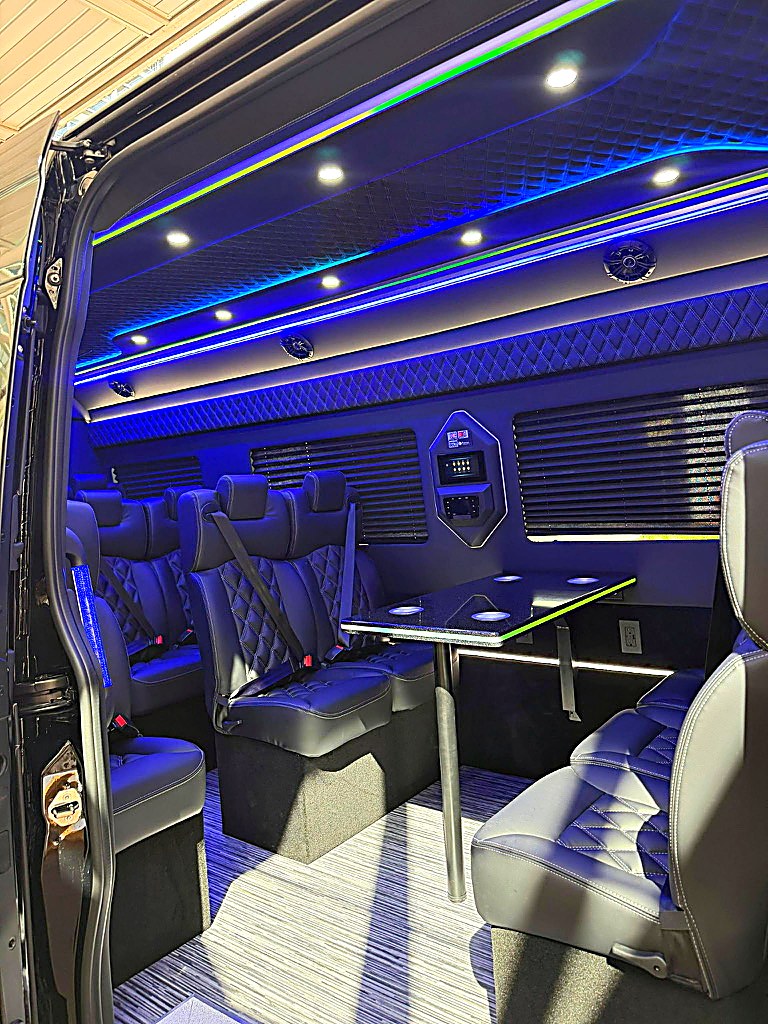 LED-lit executive Sprinter interior — the premium group option in Nashville