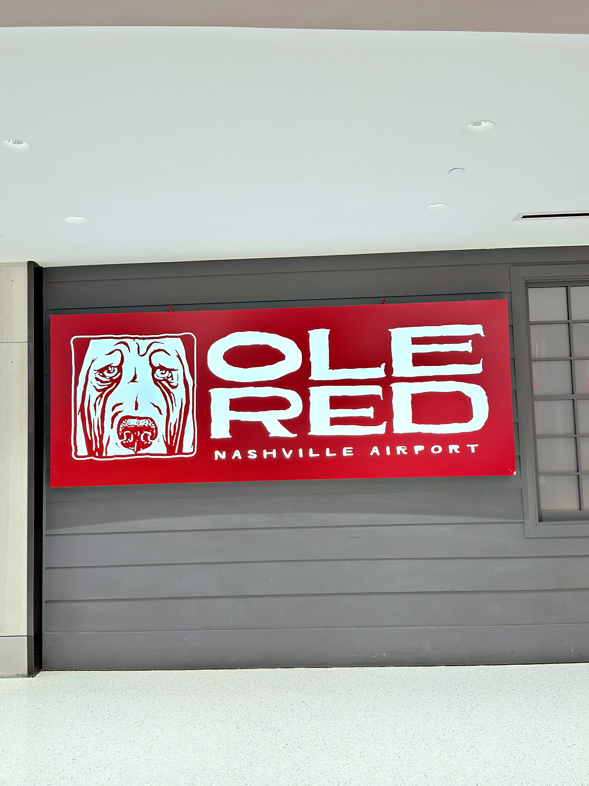 Ole Red Nashville Airport sign inside Nashville International Airport (BNA)