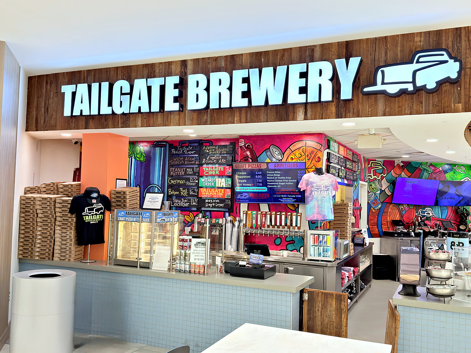 TailGate Brewery counter and taps inside Nashville International Airport (BNA)