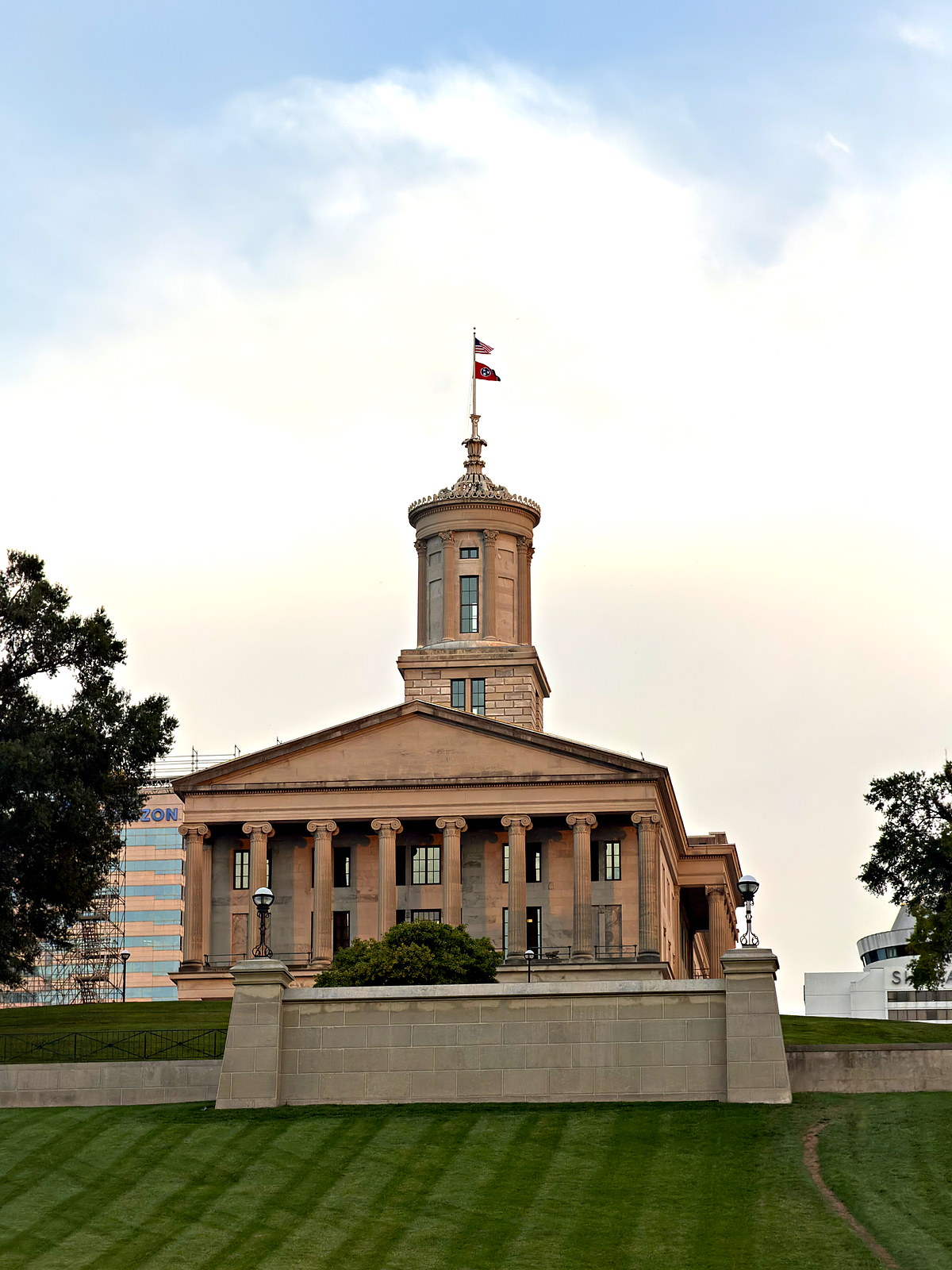 The Tennessee State Capitol above Bicentennial Capitol Mall in Nashville